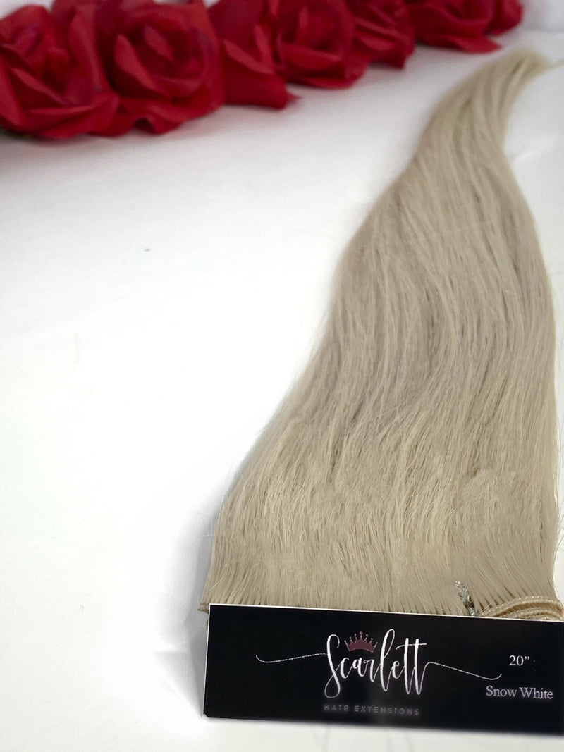 LUX 16" Snow White *Hand Tied Weft - Scarlett Hair Extensions