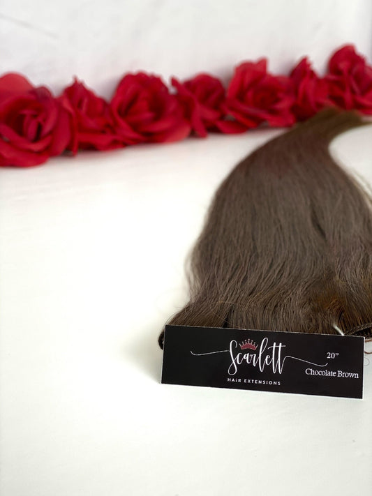 LUX 16", 20" Chocolate Brown *Hand Tied Weft - Scarlett Hair Extensions