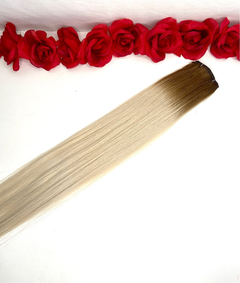 LUX 16" Light Brown Rooted Snow White *Hand Tied Weft - Scarlett Hair Extensions