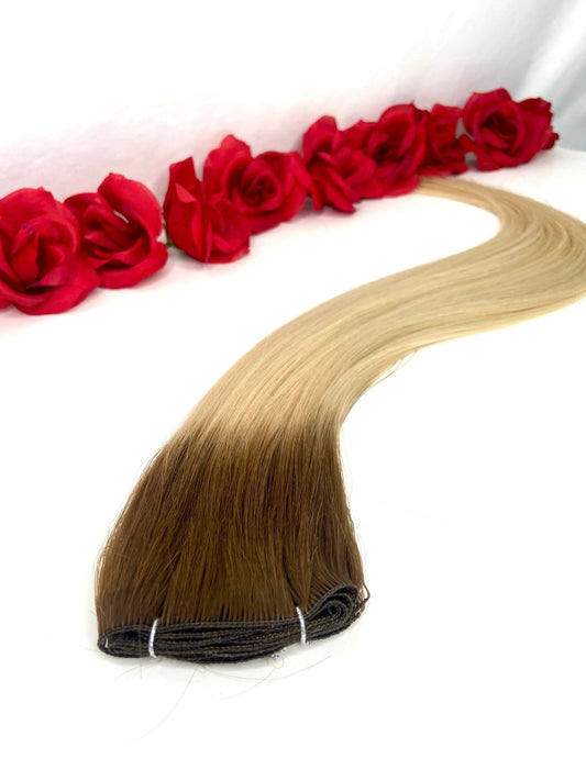 LUX 16" Light Brown Rooted Snow White *Hand Tied Weft - Scarlett Hair Extensions