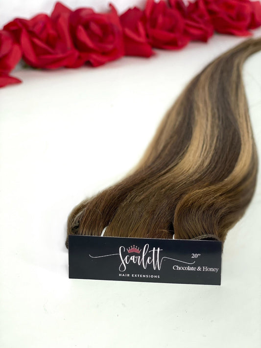 LUX 20" Chocolate & Honey *Hand Tied Weft - Scarlett Hair Extensions