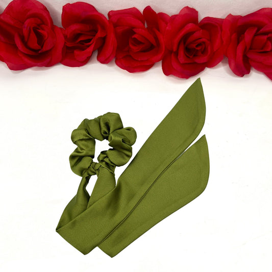 Silk Scrunchie *Scarf * Basil - Scarlett Hair Extensions
